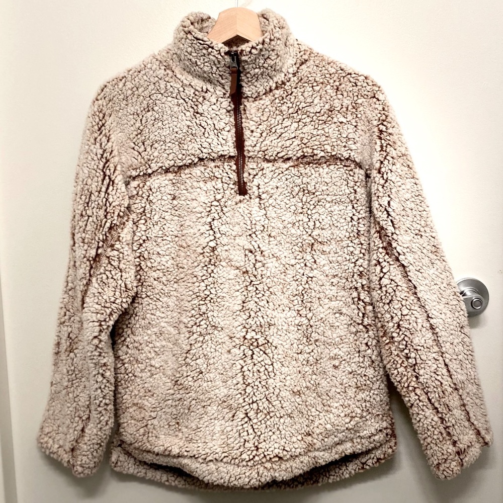ELODIE Sherpa/Teddy Quarter-Zip Pullover
